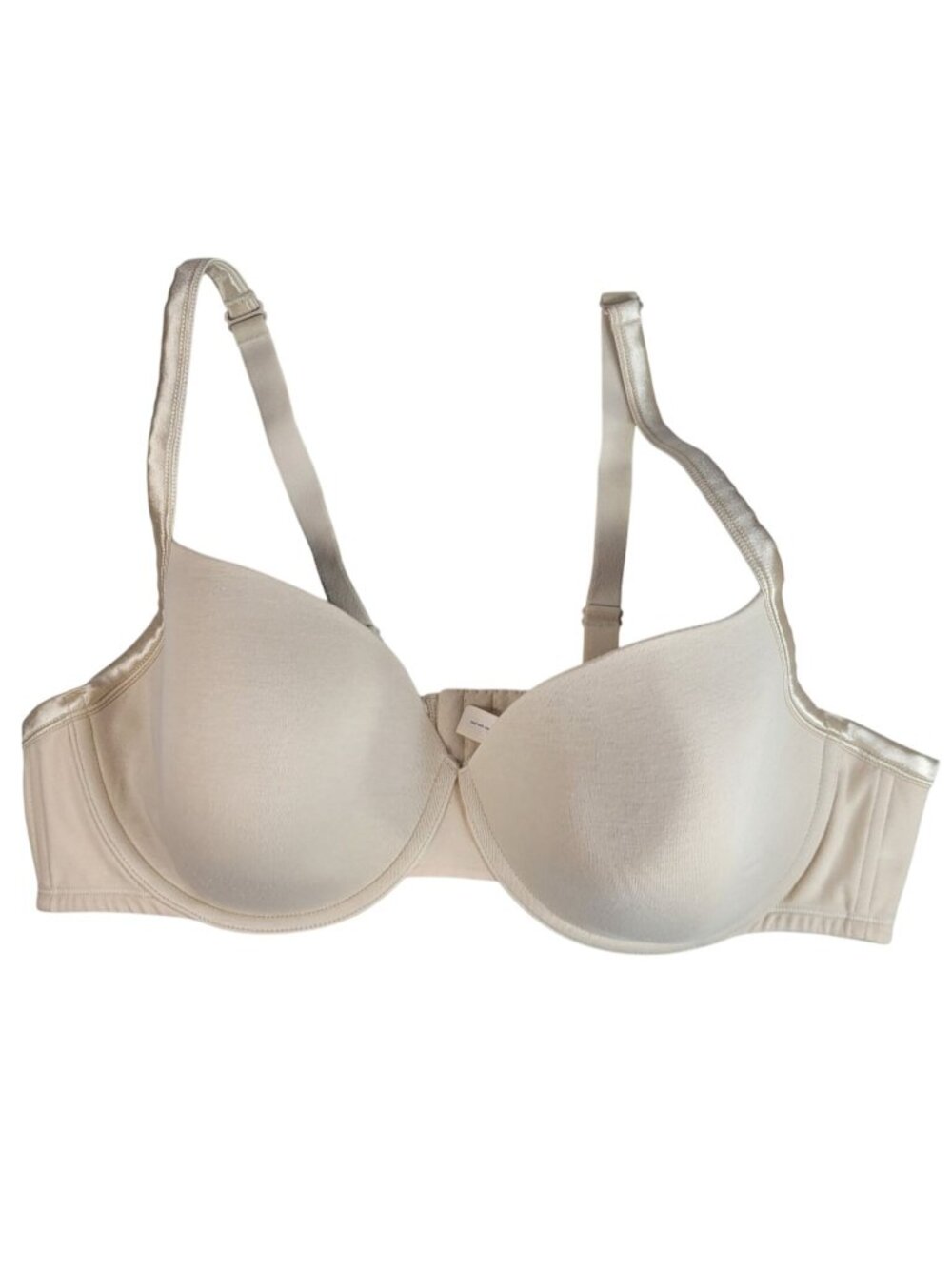Cacique Seamless Plunge Underwire T Shirt Bra Ivory 46D Adj Satin Lightly Lined
